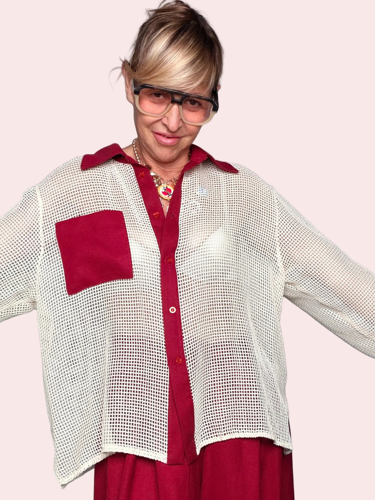 Camicia traforata oversize
