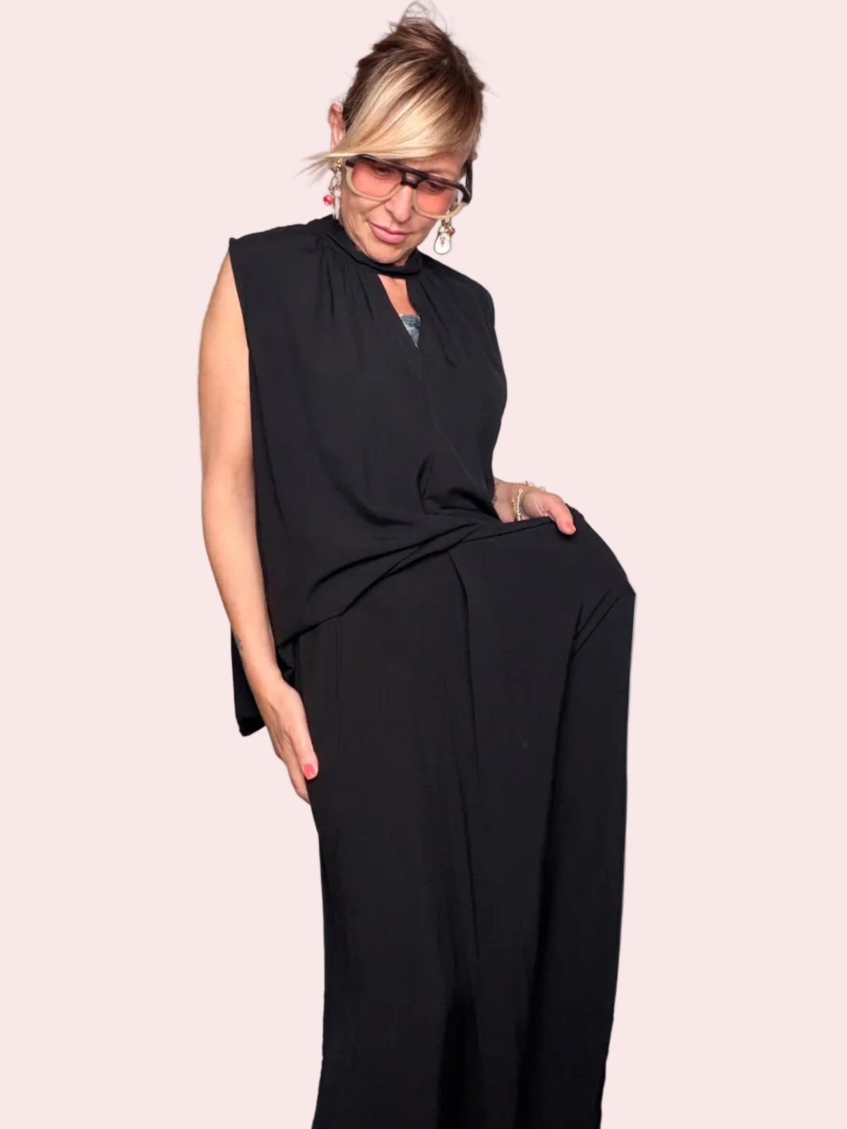 Completo Top Oversize e Pantalone Palazzo Wide Leg