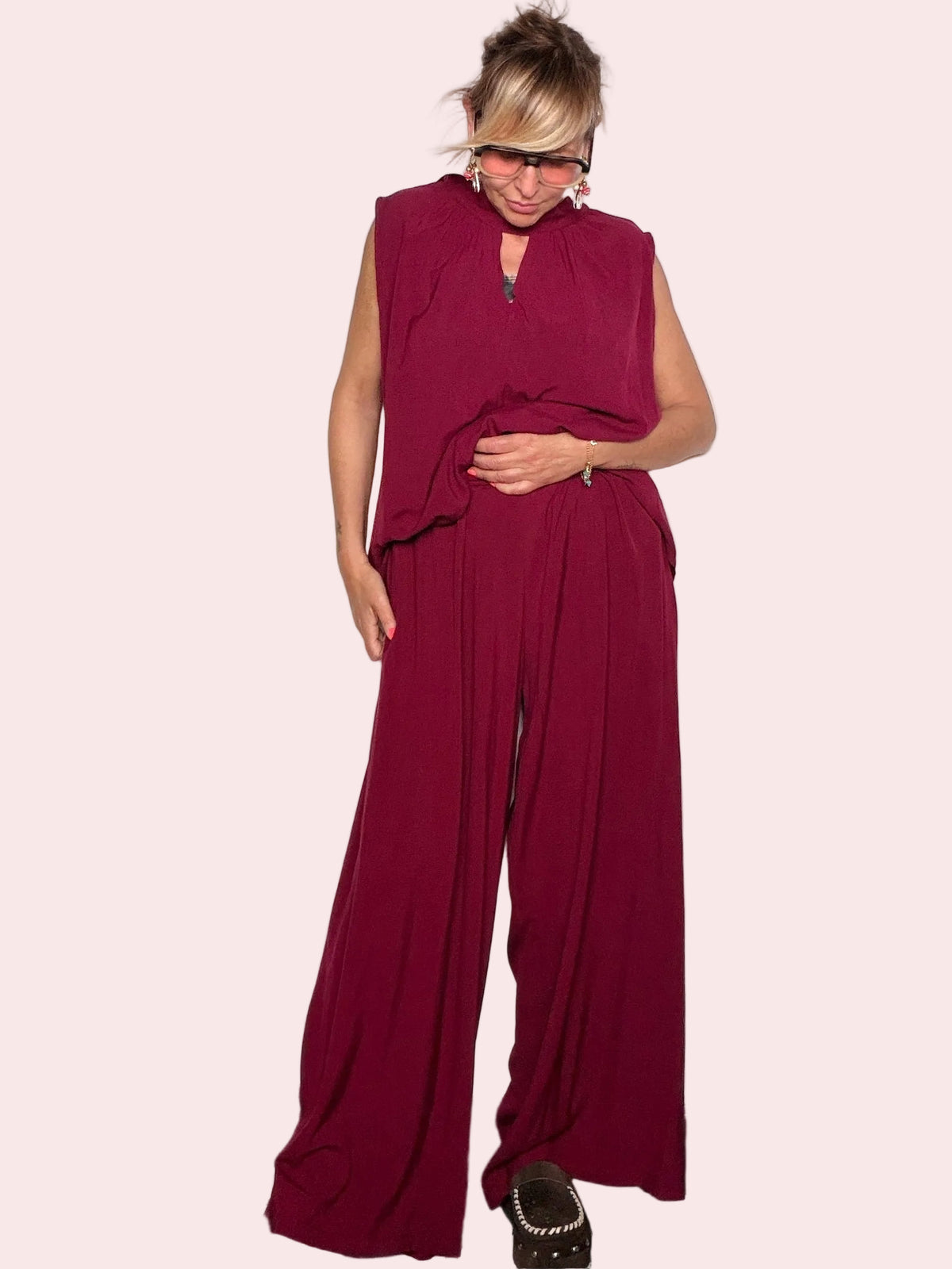 Completo Top Oversize e Pantalone Palazzo Wide Leg