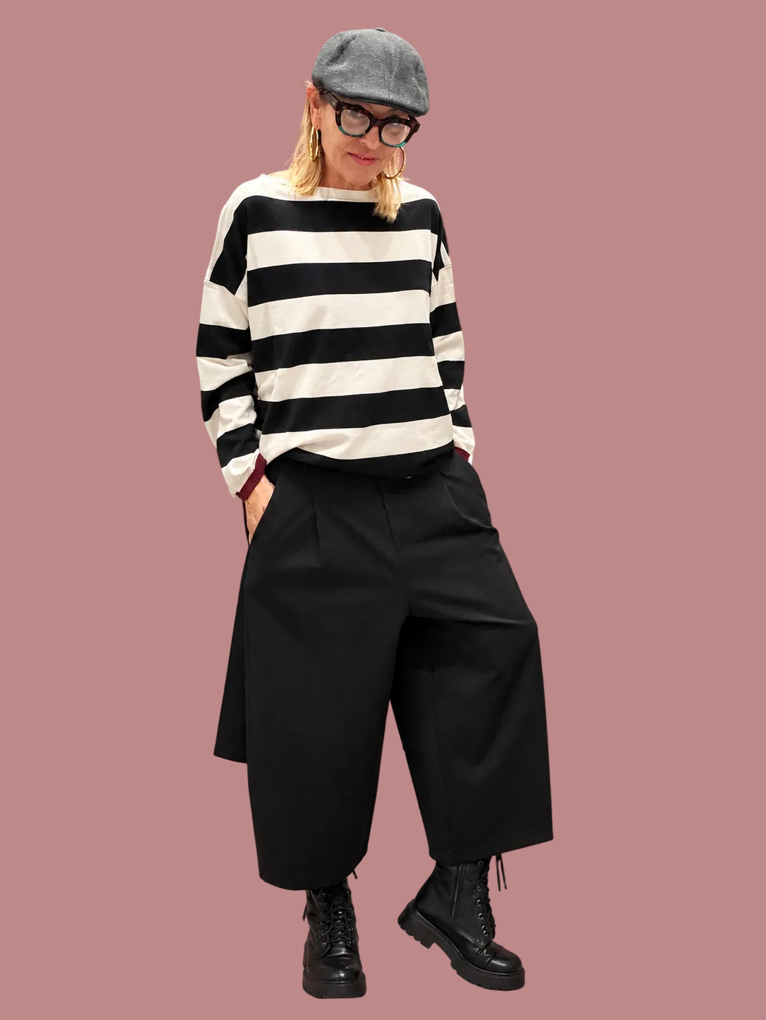 Pantalone crop a gamba ampia in punto Milano
