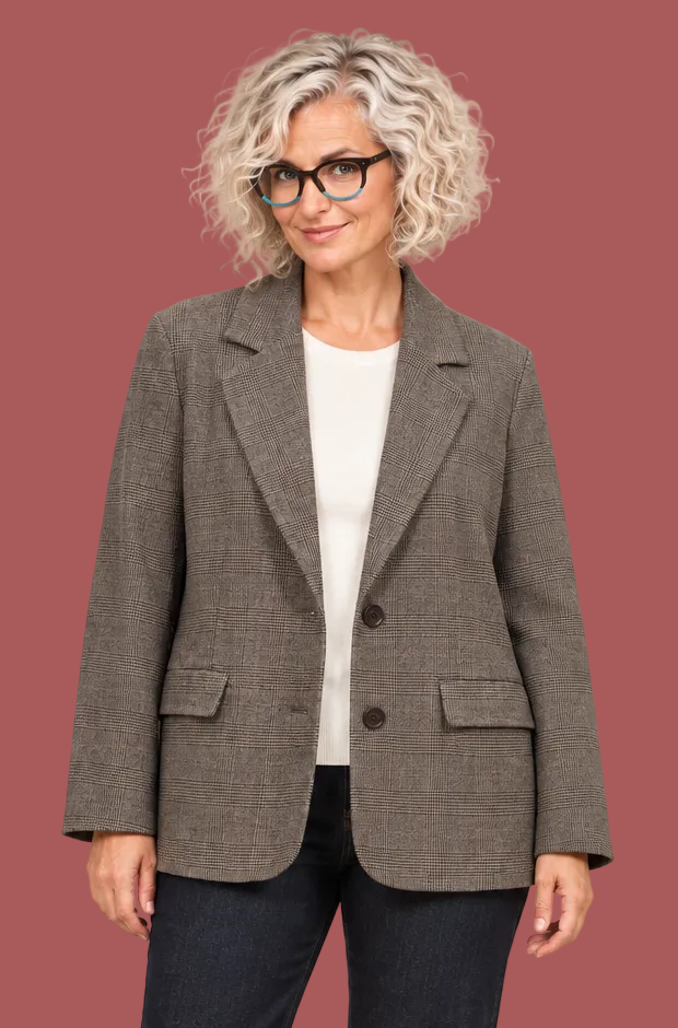 Giacca Blazer Principe di Galles con Tigre Ricamata