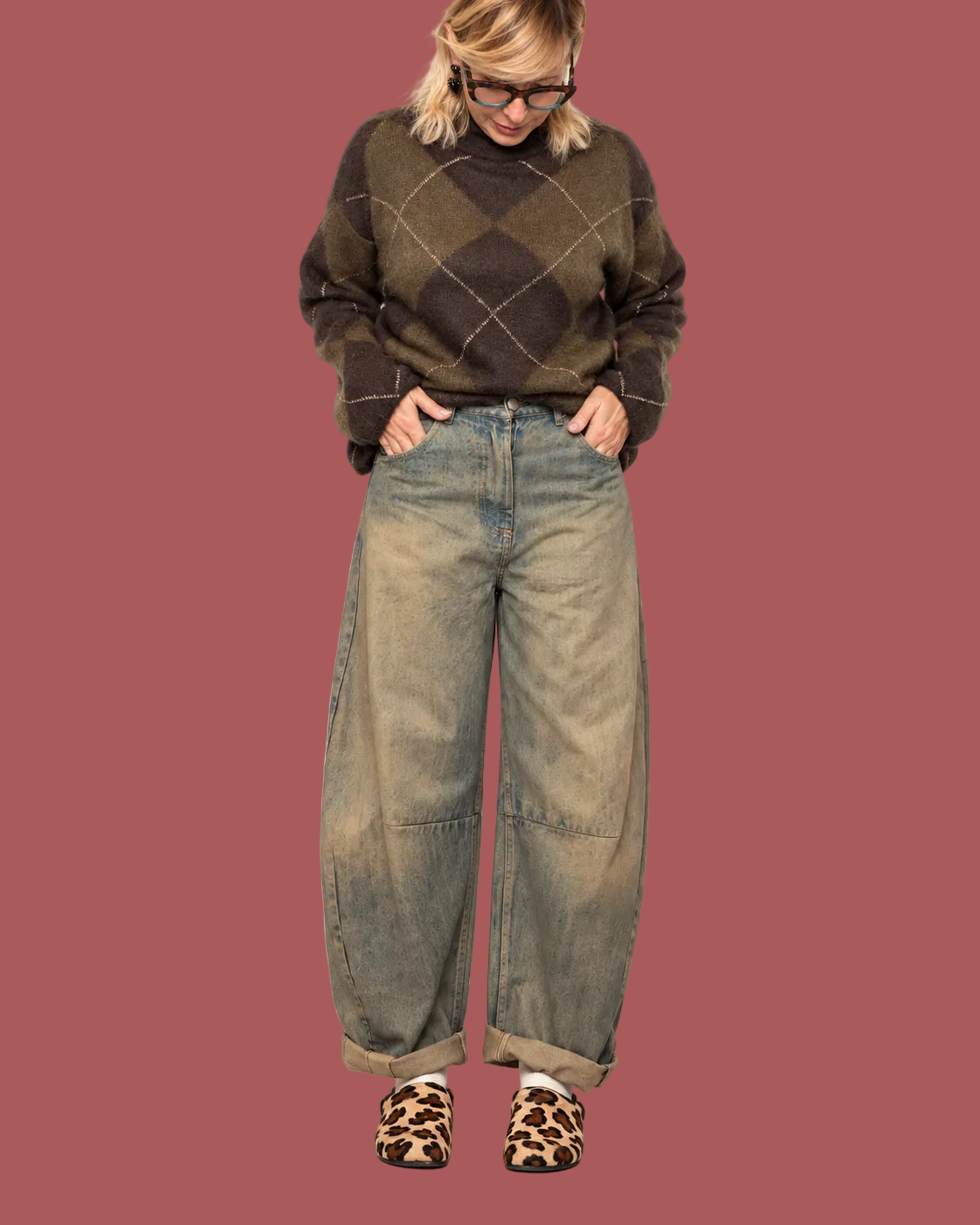 Jeans Gaya a banana lavaggio tè | Souvenir