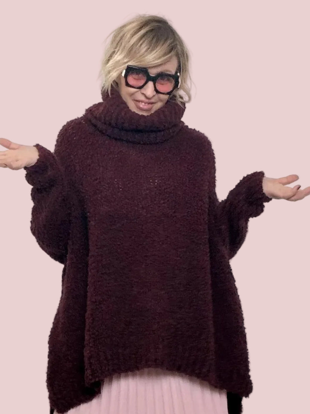 FEMALE - MAXI MAGLIA NUVOLETTA SOFT il pullover che ti avvolge con leggerezza 9633/ VINO FEMALE