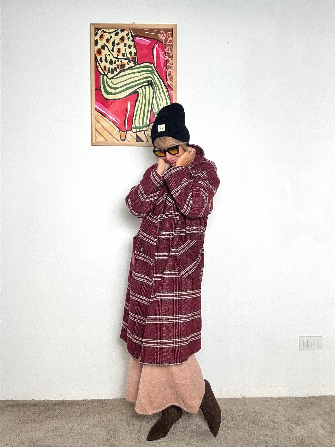 FEMALE - Cappotto Cozy Check NV187/ VINO FEMALE