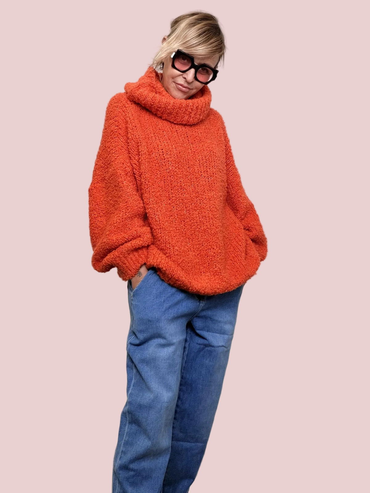 FEMALE - MAXI MAGLIA NUVOLETTA SOFT il pullover che ti avvolge con leggerezza 9633/ ARANCIO FEMALE