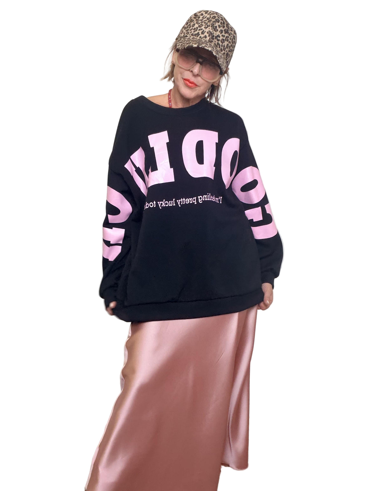 FEMALE - Felpa GOOD LUCK Energia XXL tutto il giorno NERO KS-22659/ NERO FEMALE