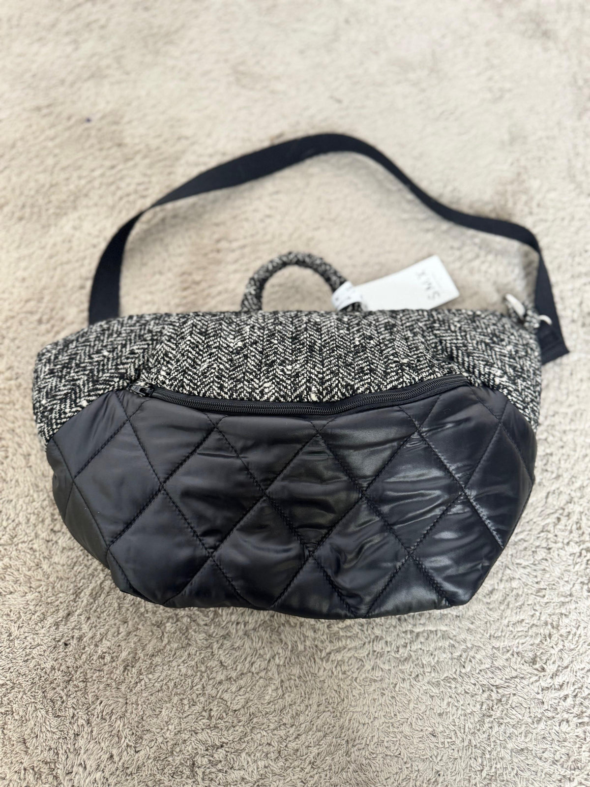 SUSY MIX - Marsupio trapuntato tweed & ecopelle NERO 540B/ NERO SUSY MIX