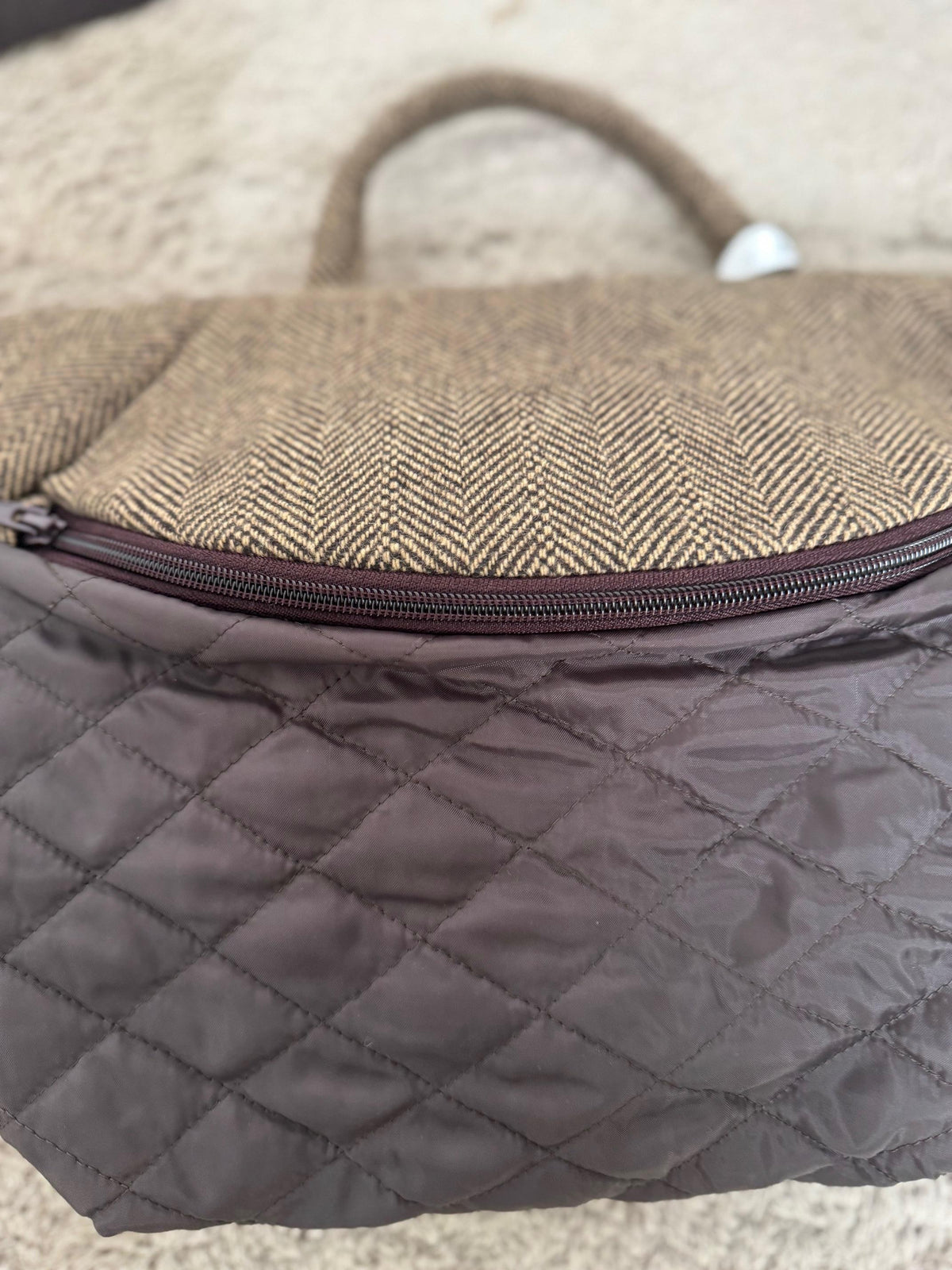 SUSY MIX - Marsupio trapuntato tweed & ecopelle moro 540B/ MORO SUSY MIX