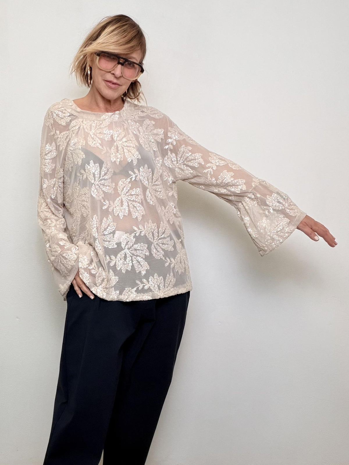 DEJA VU - BLUSA RICAMATA A25LU105/ ORO DEJA VU