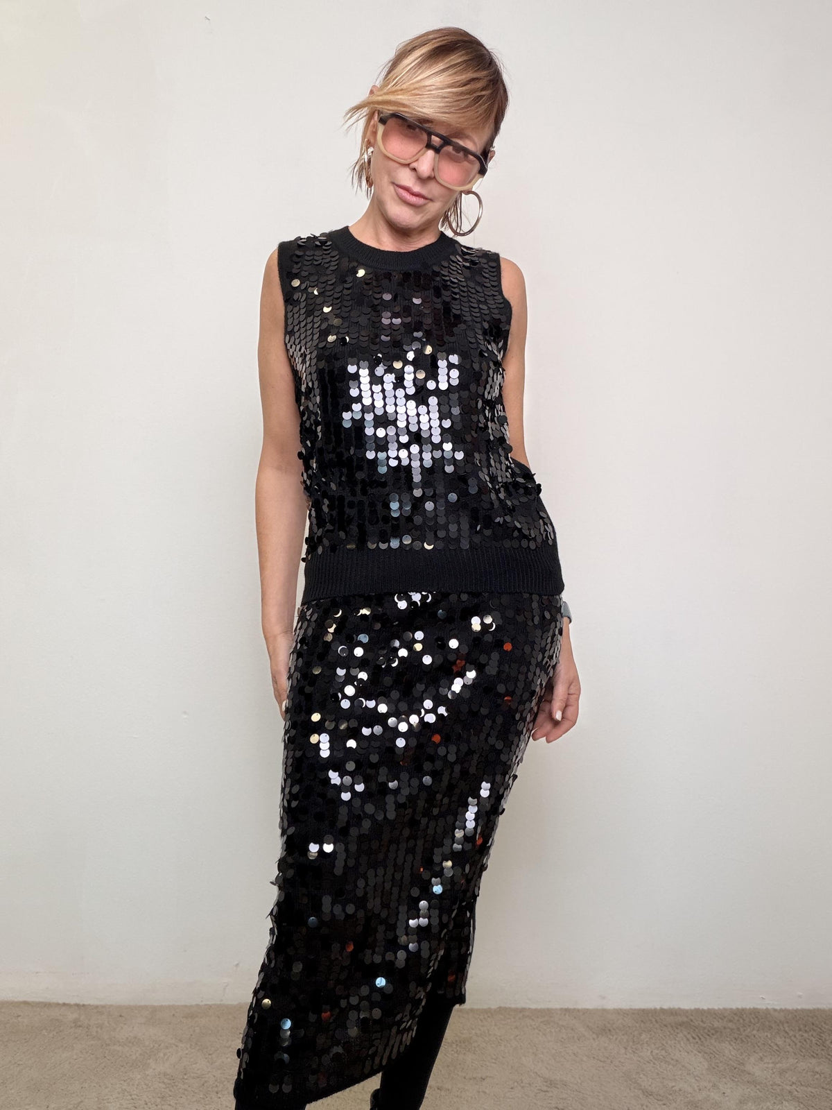 SOUVENIR - GILET A PAILETTES V38A0091/ NERO SOUVENIR