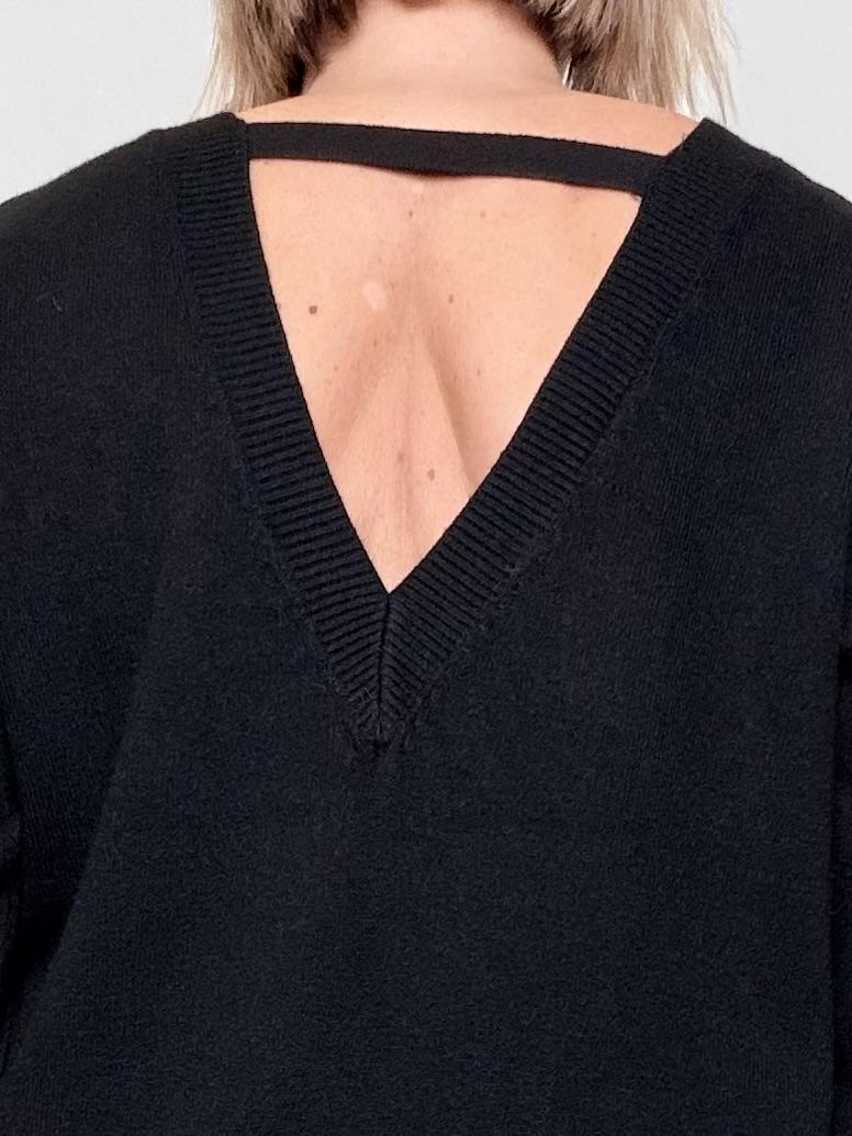 Maglia Reversibile con Scollo a V e Dettaglio Choker NERO ZS9009/ NERO FEMALE