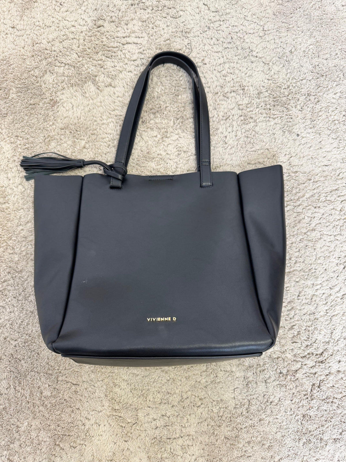 VIVIENNE D - Borsa shopper nera in ecopelle con pochette capiente, elegante e versatile V189/ NERO VIVIENNE D