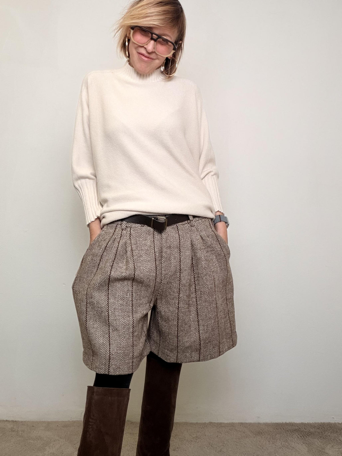 FEMALE BERMUDA IN TESSUTO SPIGATO 37901NXT/ MORO FEMALE