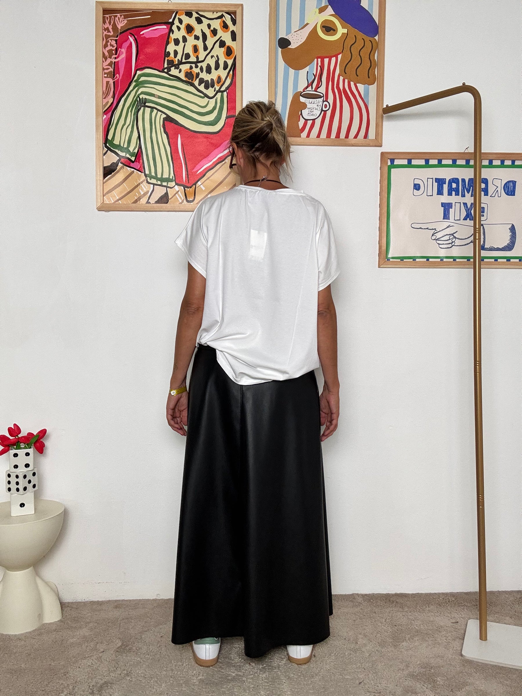 SUSY STAR - Gonna lunga in ecopelle nera donna  grintosa, versatile e super trendy