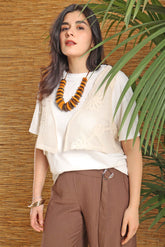 Coordinato T-shirt e Top in Pizzo Macramé – Avorio ( PREVENDITA)
