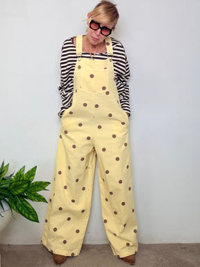 Salopette Oversize Bianca a Pois