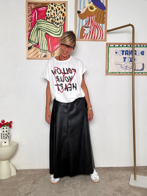 SUSY STAR - Gonna lunga in ecopelle nera donna  grintosa, versatile e super trendy