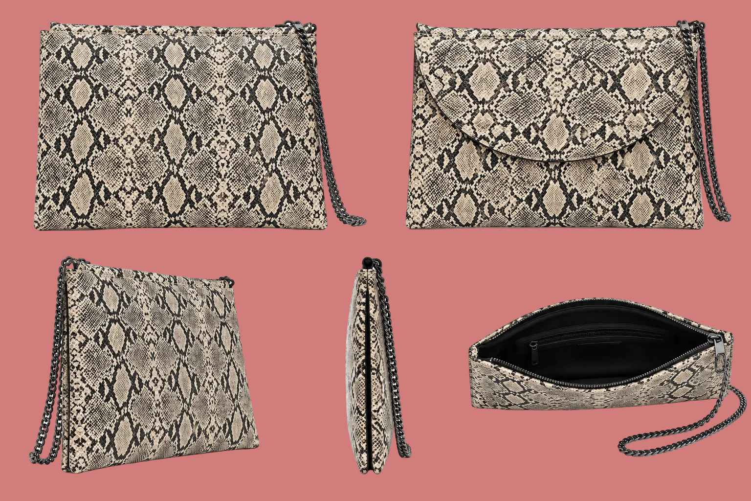 Pochette effetto serpente con catena Susy Star