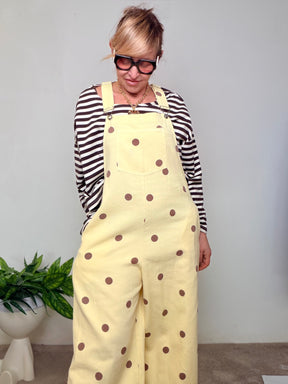 Salopette Oversize Bianca a Pois