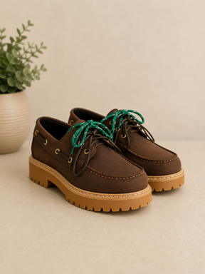 Mocassino Chunky con Lacci Verdi