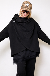 Giacca Over in punto milano incrociata con Collo Scultoreo