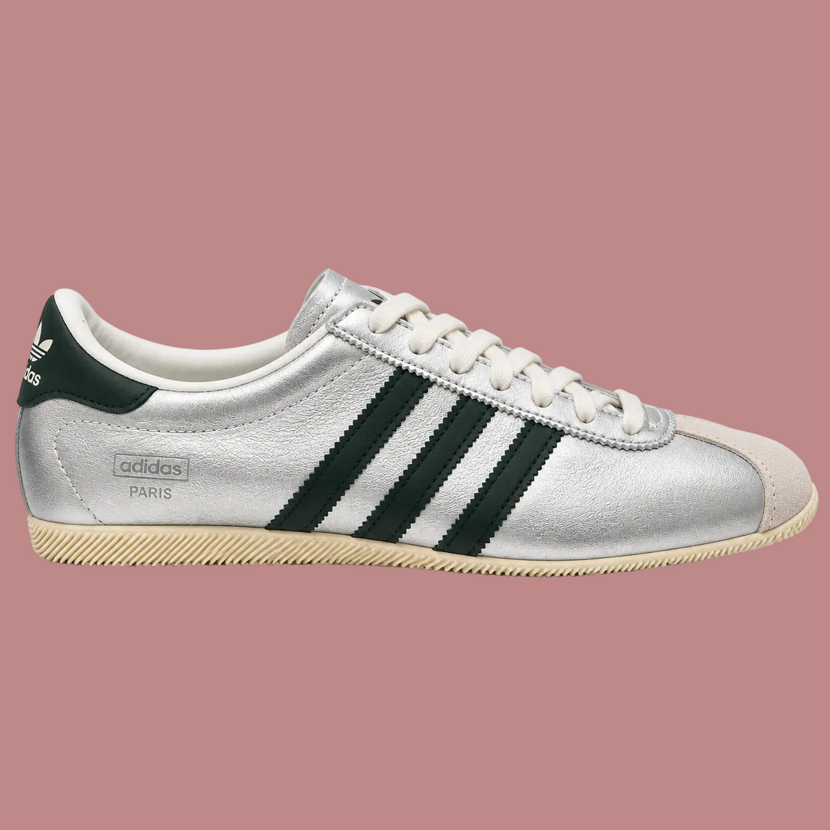 Sneakers Adidas Paris argento con dettagli verde scuro