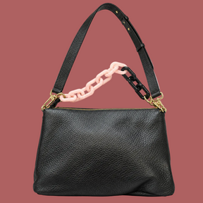 Borsa a spalla grande nera, vista posteriore