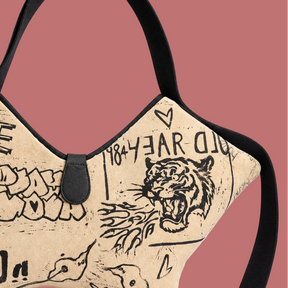 Borsa Mini Batman Garage B.Florence in camoscio con stampa graffiti