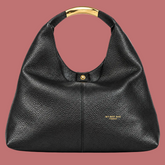 Borsa hobo My Best Bag in pelle nera con inserto dorato al manico, vista frontale