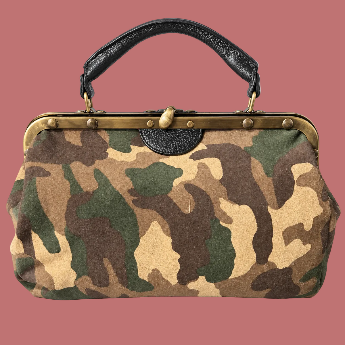 Borsa B.Florence mimetica con tracolla e chiusura vintage