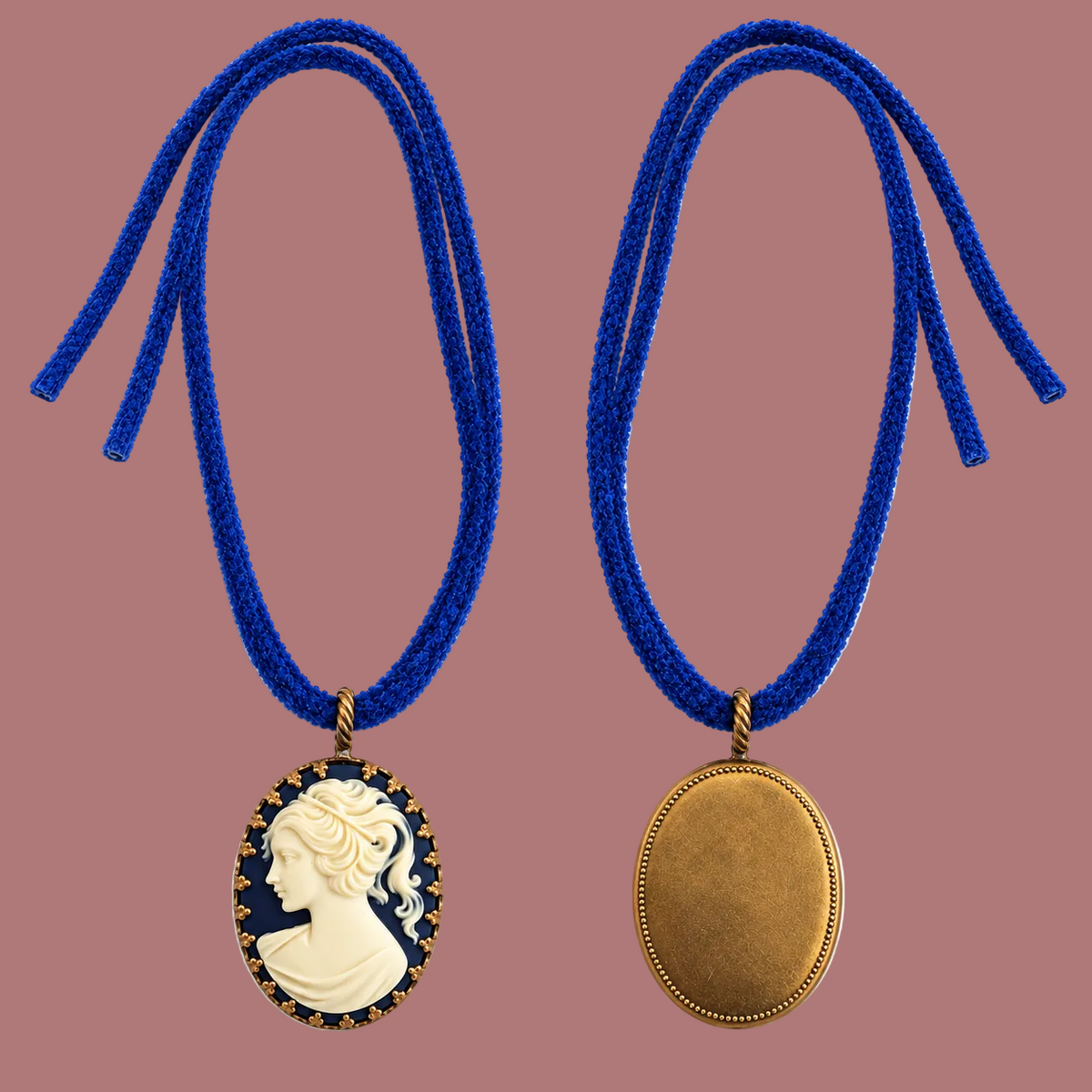 PREORDINE - Collana con cammeo verde salvia e cordoncino in tinta