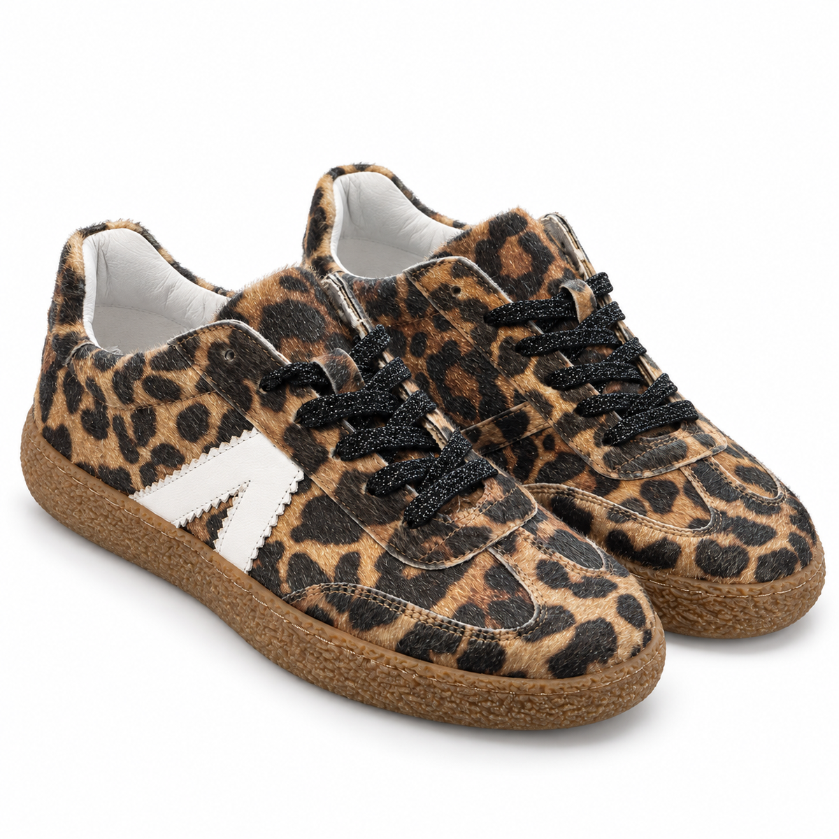 Sneakers basse animalier con dettagli bianchi