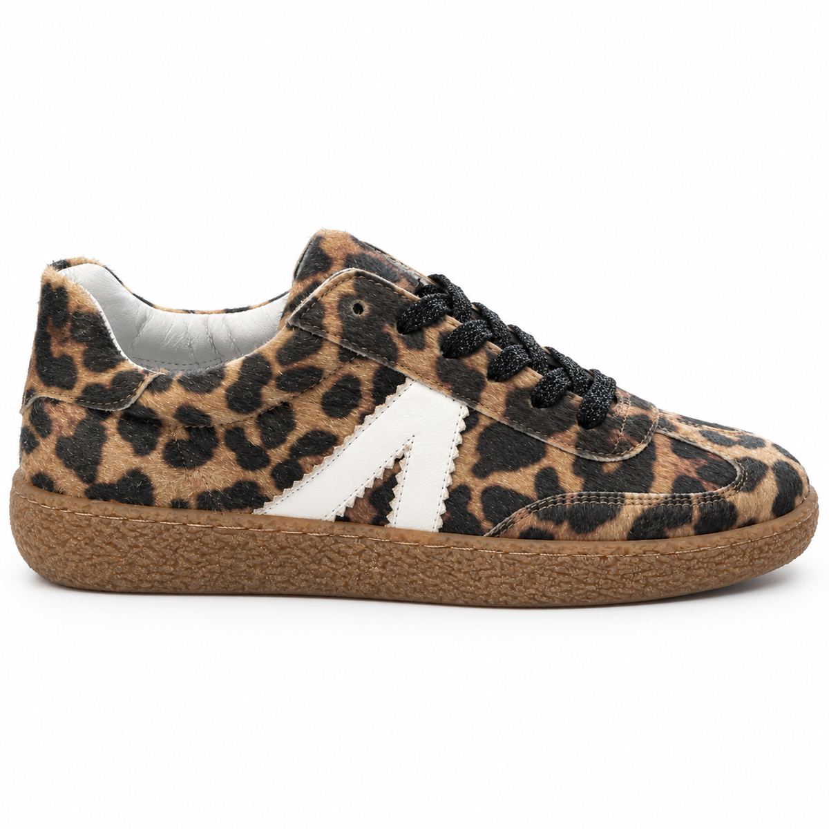 Sneakers basse animalier con dettagli bianchi