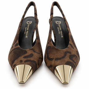 Décolleté animalier Divine Follie con punta dorata