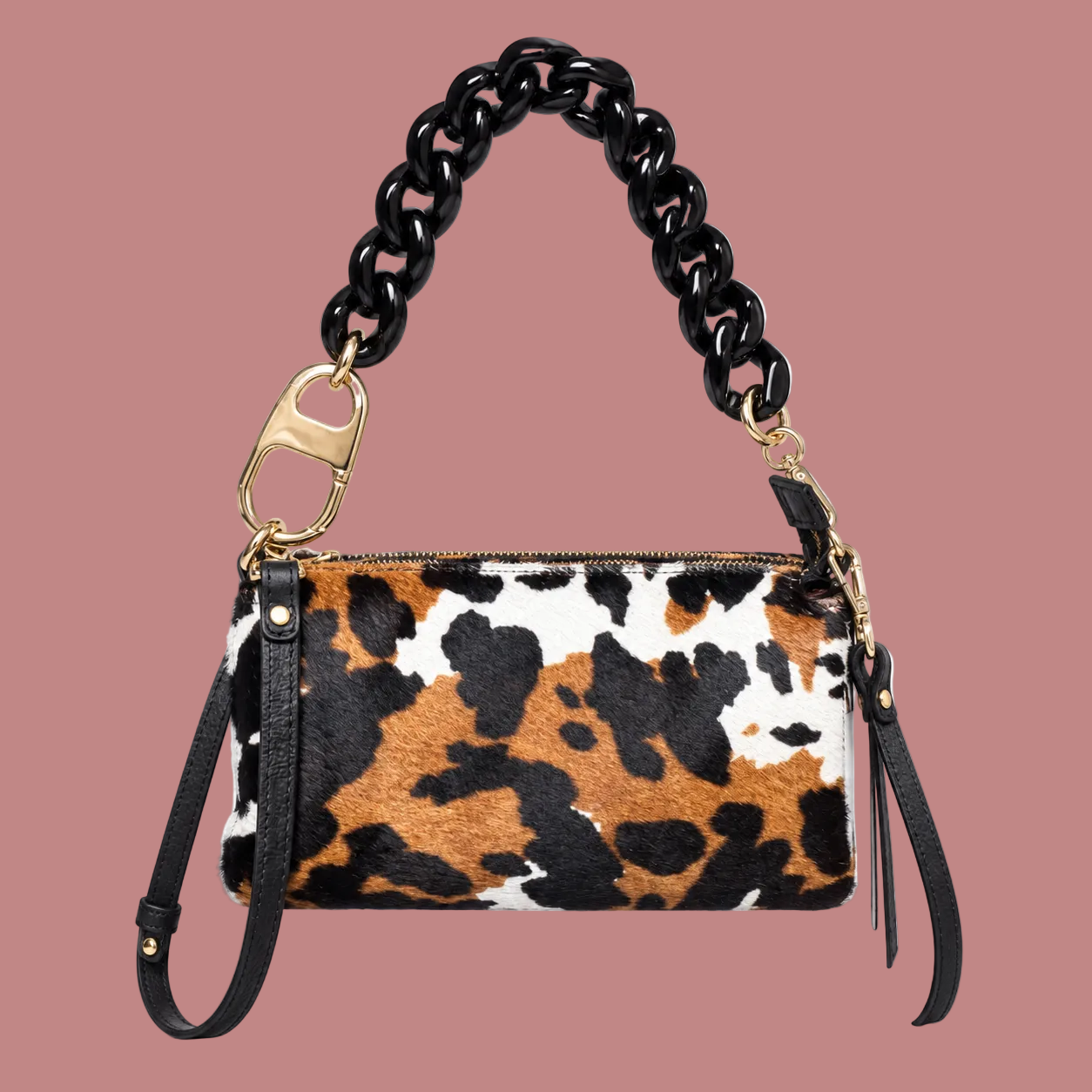 Borsa in pelle F2-MYB-3029S-H01 Cognac/Black