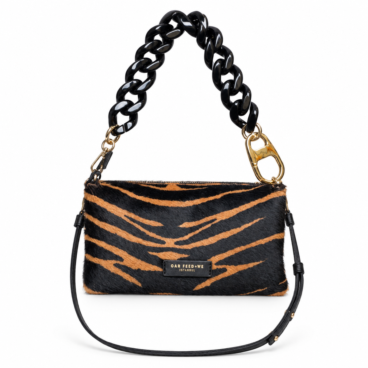 Borsa in pelle F2-MYB-3029S-H01 Cognac/Black