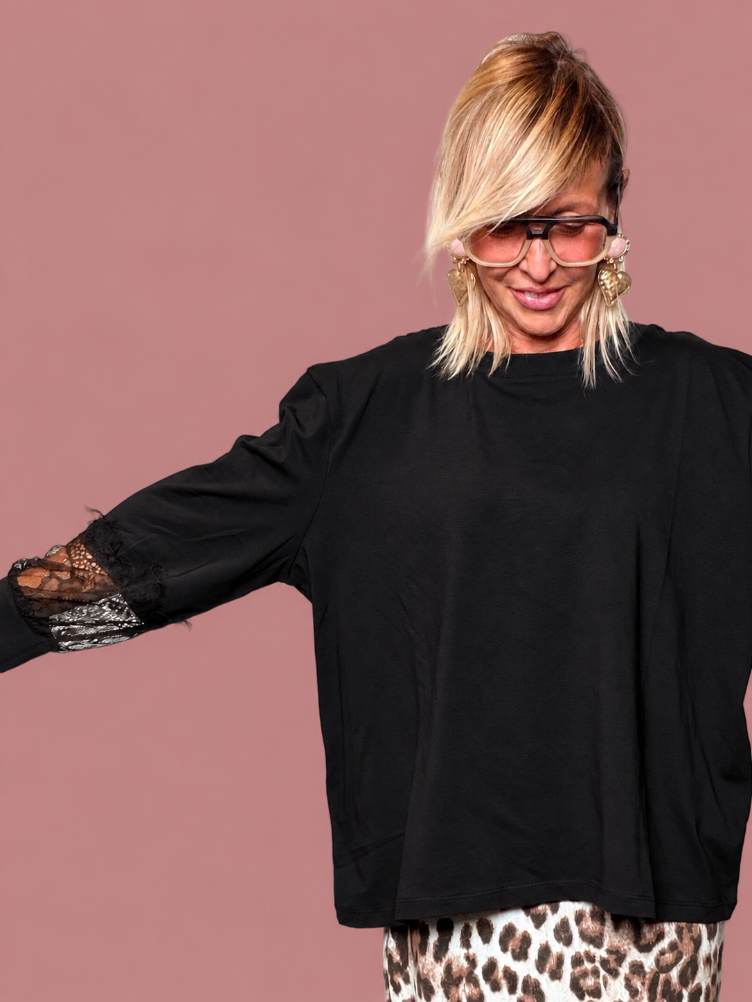 Maglia con maniche e dettaglio in pizzo