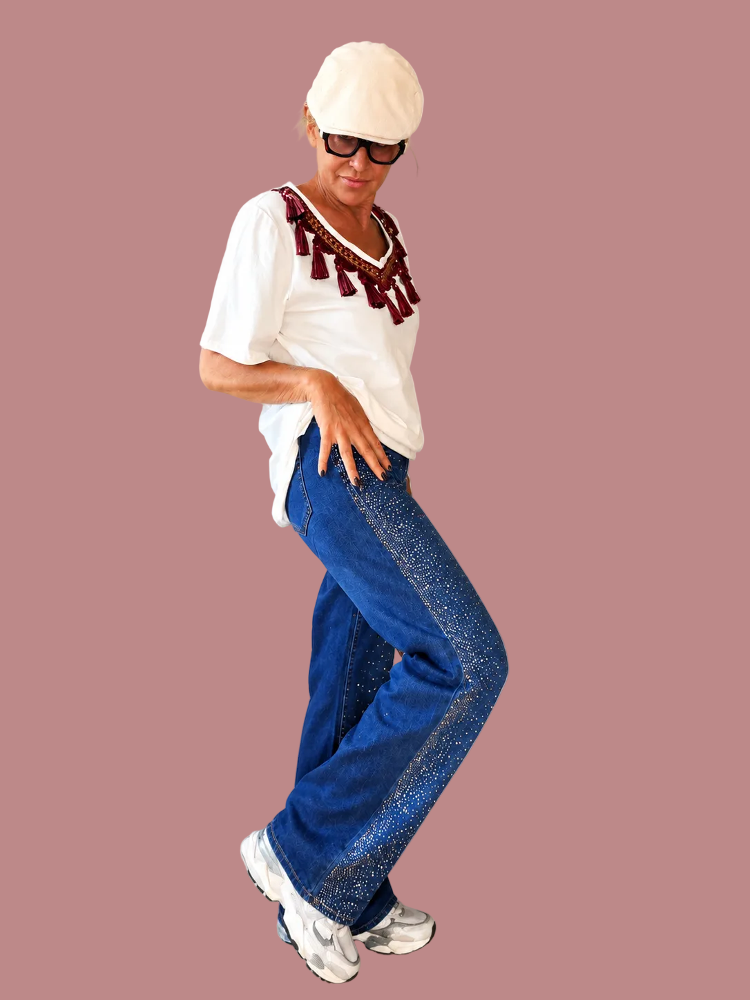 Jeans elasticizzato con punti luce