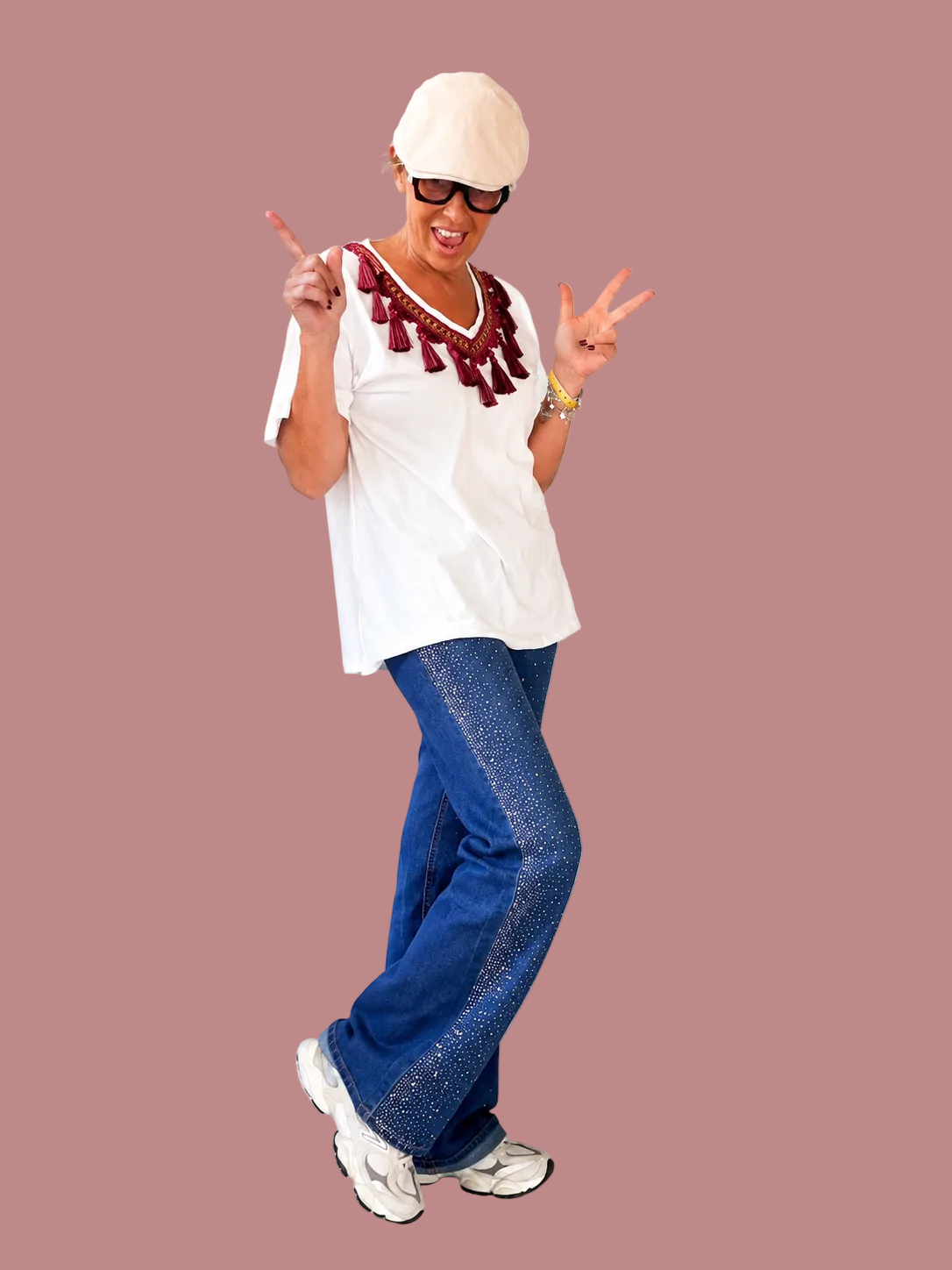 Jeans elasticizzato con punti luce