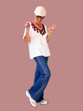 Jeans elasticizzato con punti luce