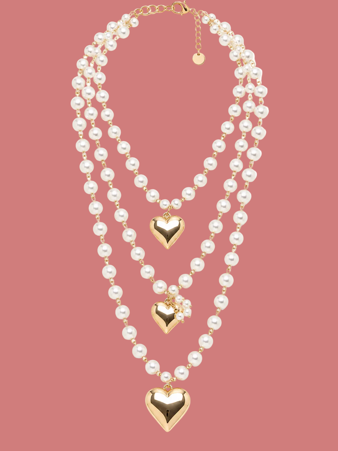 Collana multistrato con cuori