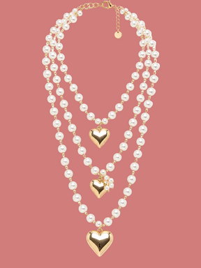 Collana multistrato con cuori