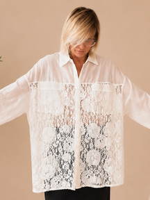 Camicia Oversize Organza Bordeaux Pizzo Paillettes Floreale