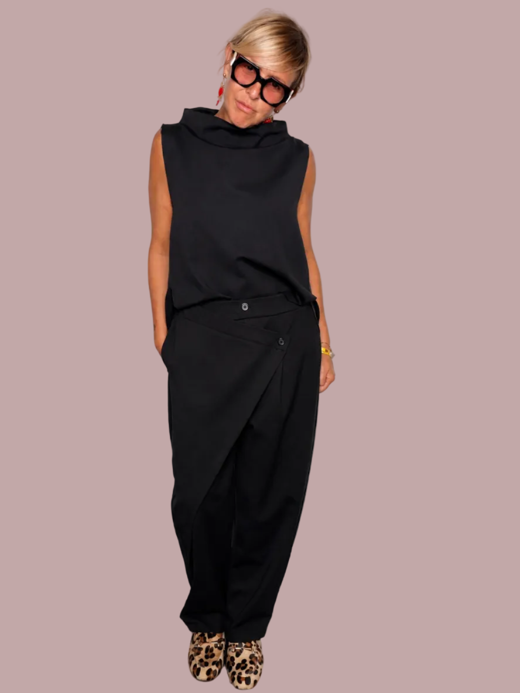 Pantalone Punto Milano con pannello incrociato