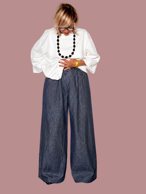 Pantalone Palazzo Maxi in Denim leggero – Extra Wide Leg con Pince