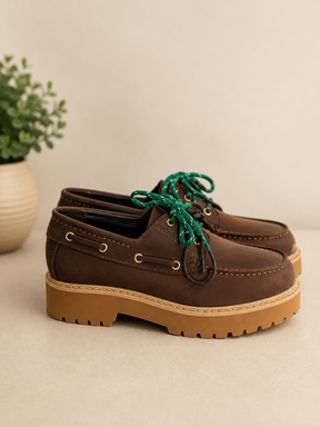 Mocassino Chunky con Lacci Verdi
