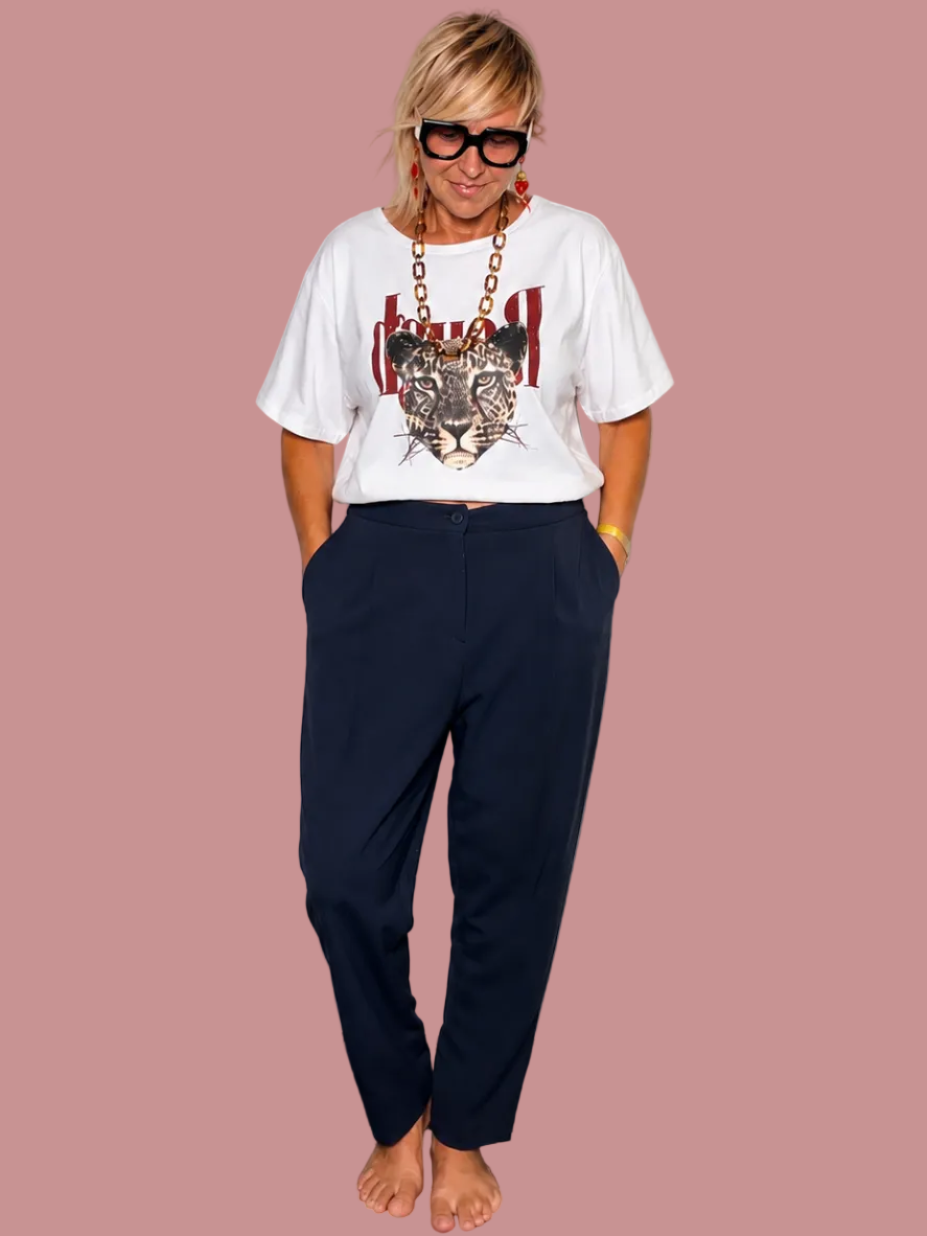 Pantalone Sigaretta Crêpe | Nero  e blu