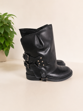 Biker Boots Neri | Doppia Fibbia Argentata | Borchie