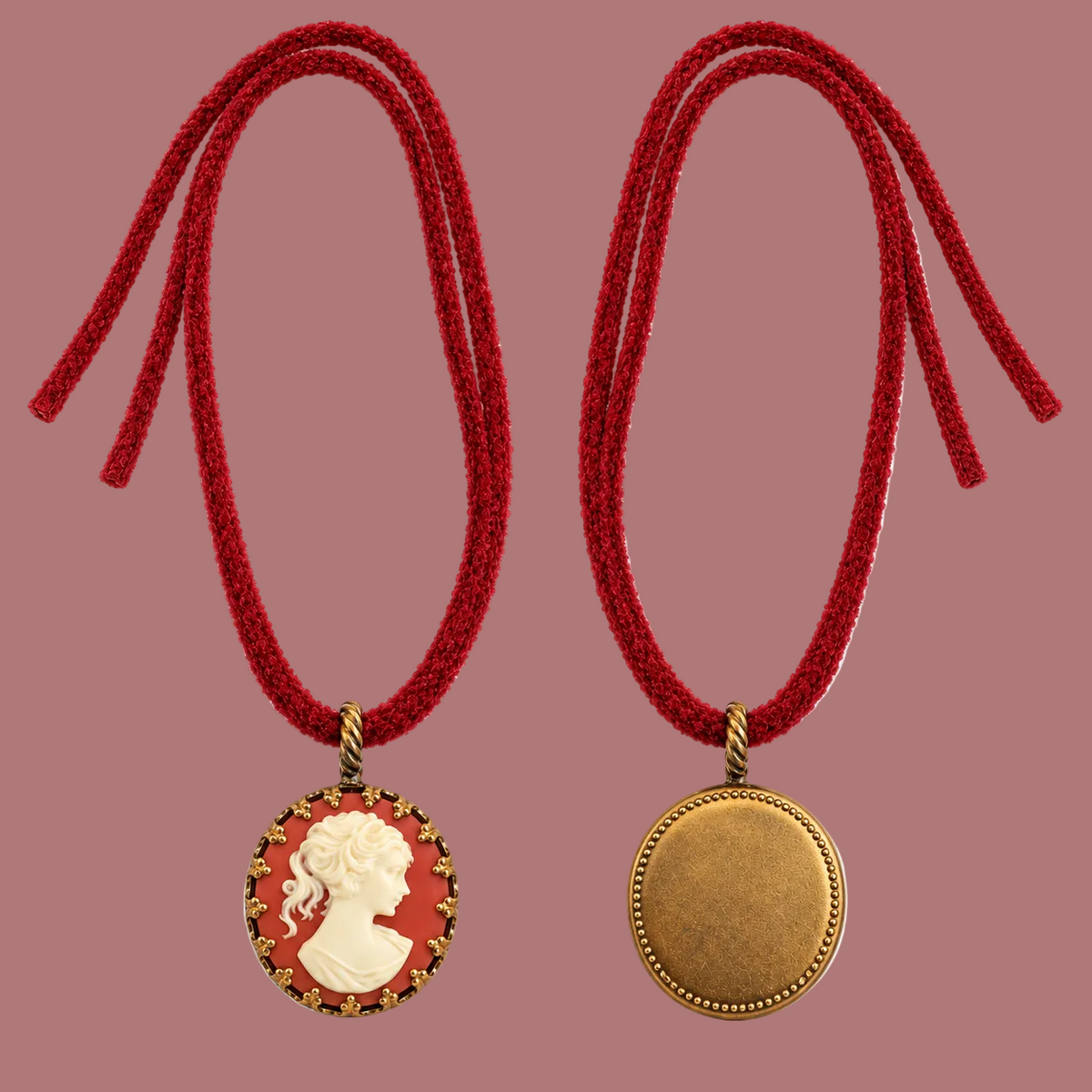 PREORDINE - Collana con cammeo verde salvia e cordoncino in tinta