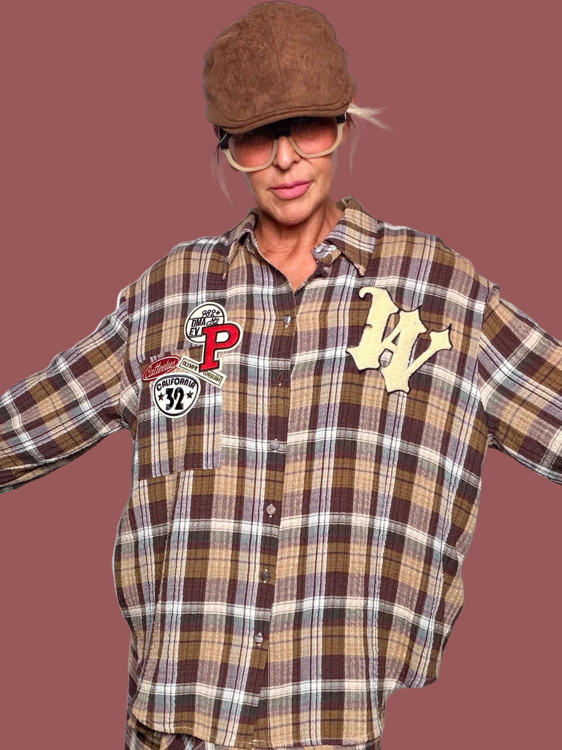 Camicia Tartan Patch Oversize